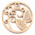 Rose Gold Baum Münze Platte Fit 33/35 / 38mm Locket Anhänger